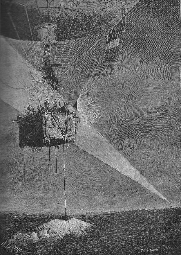 Télégraphie nocture ballon du figaro La science illustrée 1890