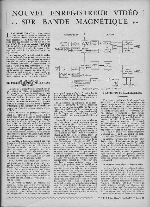 Magnétoscope  en 1958 - 2